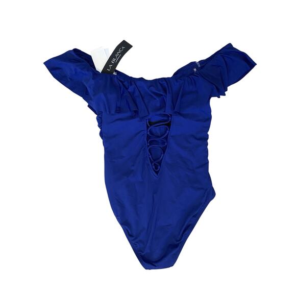 NWT La Blanca Island Goddess Off The Shoulder Ruffled One Piece Swimsuit 8 Beach - Picture 6 of 12
